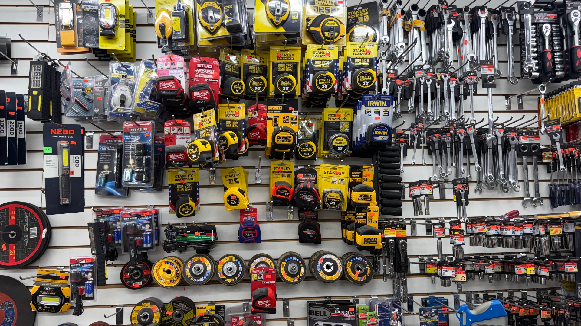 Tools and supplies on display