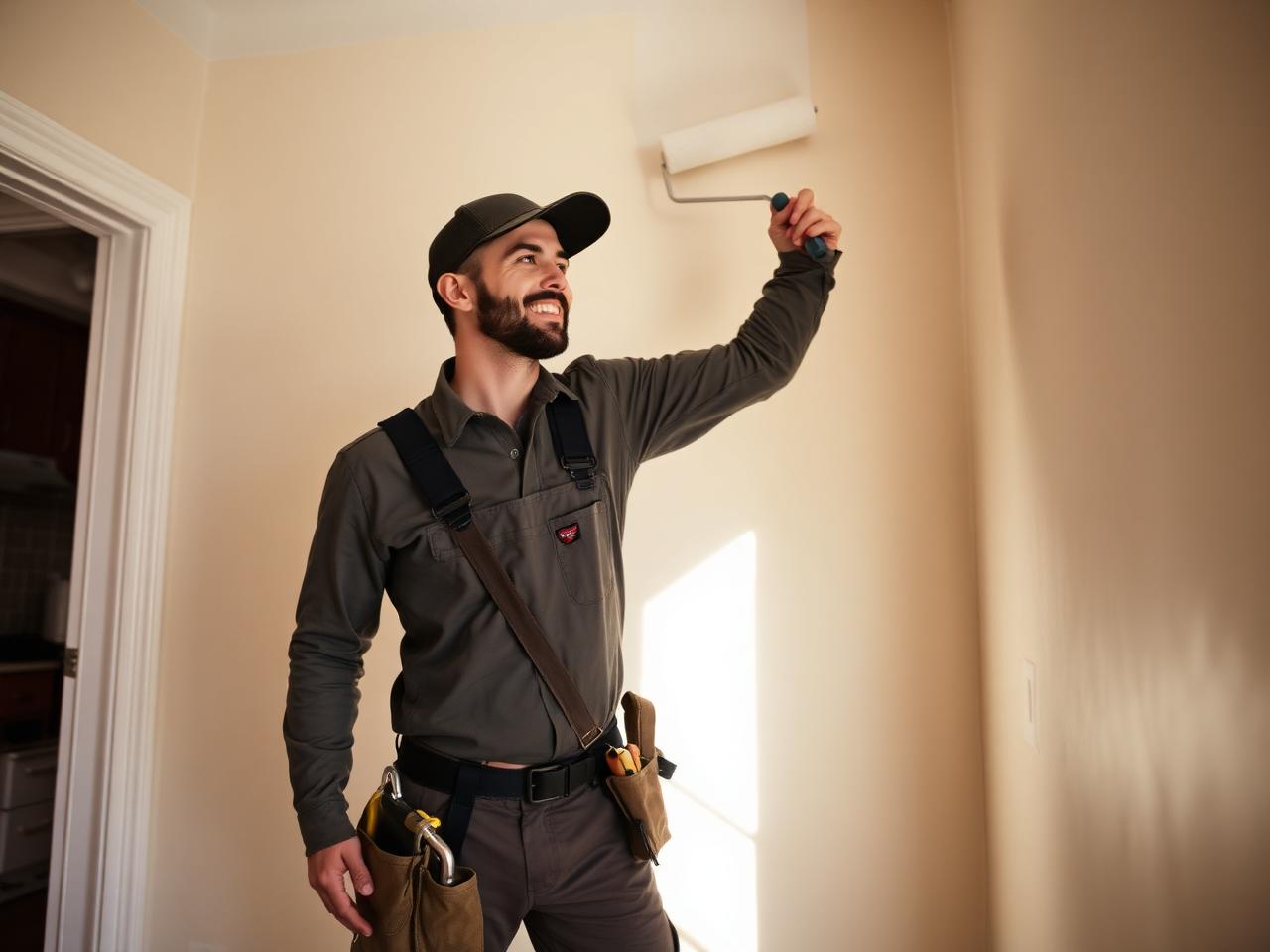 Flat Hardware handyman painting an apartment in Brooklyn